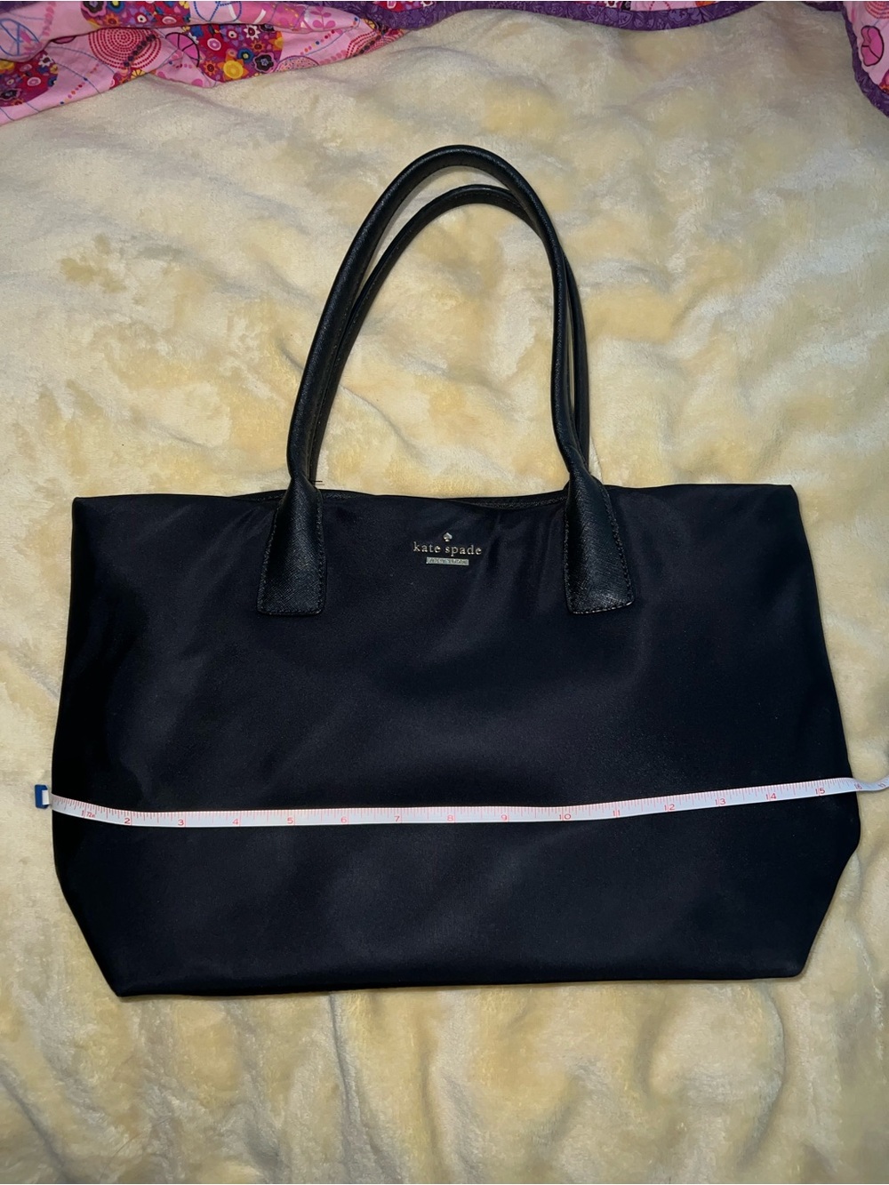 kate spade black tote with double handles